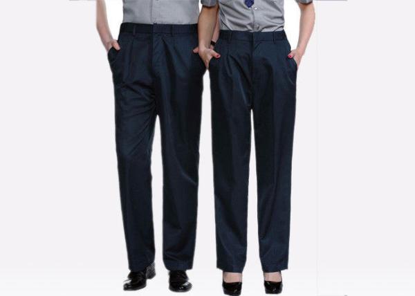 Women / Men Black Security Uniform Pants Wrapped Cuffs With Rubberized Waistband