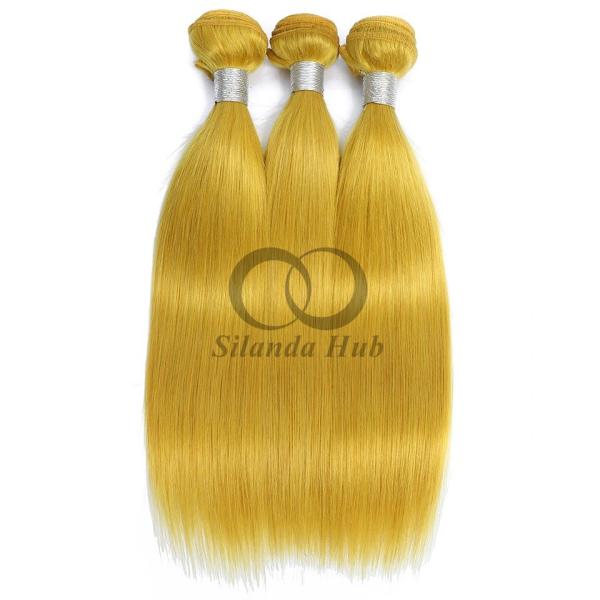 Yellow Straight Remy Human Hair Bundles Sew In Weave Bundles Brazilian Bundle Deals