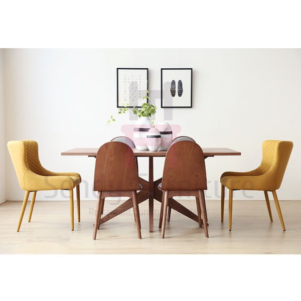 Стулья нордической ткани низкие задние деревянные обедая покрасили крытую коммерчески мебель