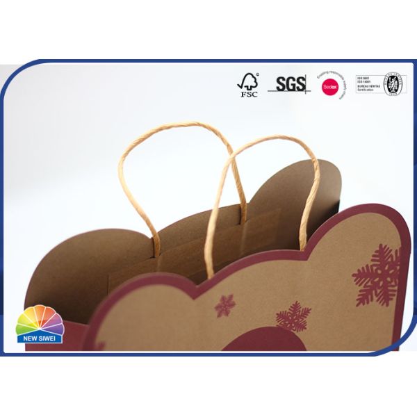 Повторно используйте бумажные мешки Kraft переплел ручки для подарка рождества