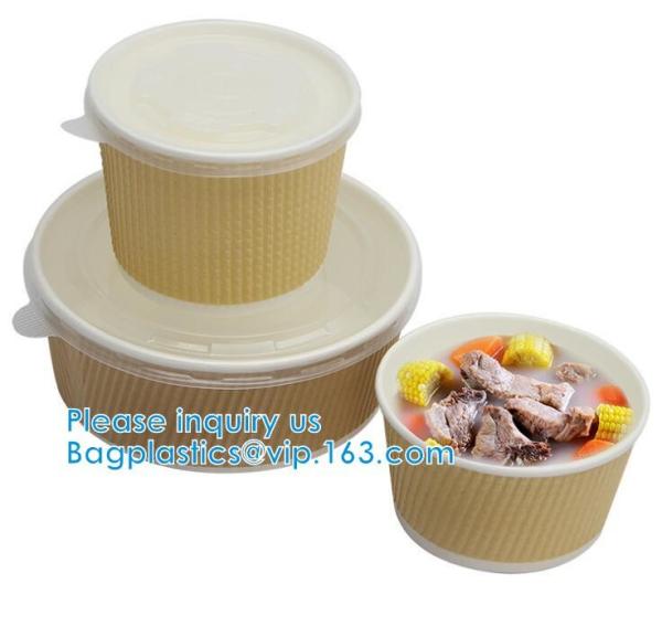 Salad Cup, Soup Cup, Salad Bowl, Soup Bowl, Large Capacity Disposable Kraft Paper Bowl With Paper Lid Eco Takeaway Food