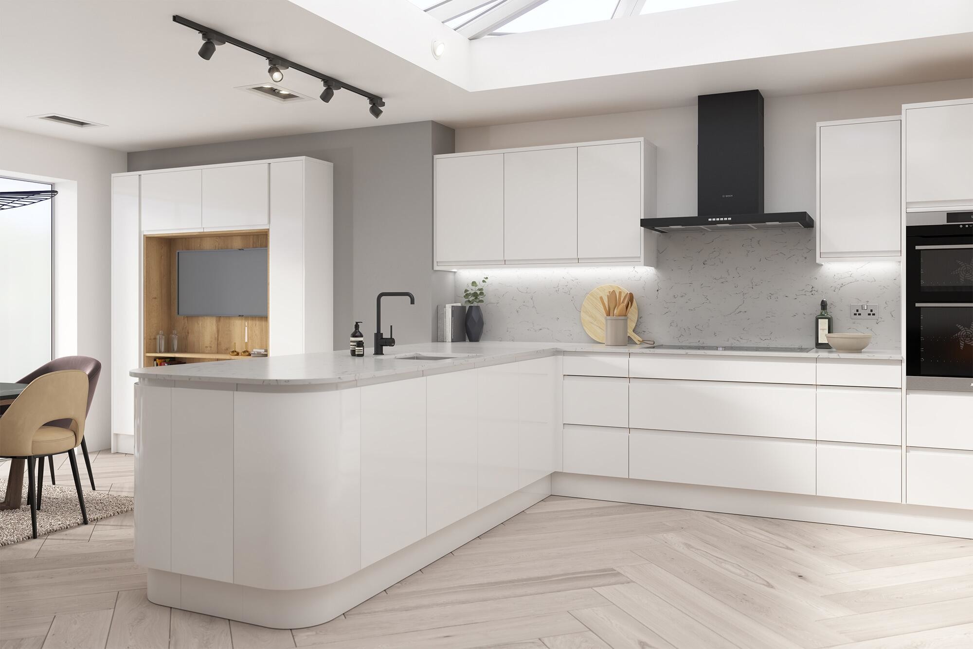 Good Praise Degree Glossy Wood Kitchen Pantry Cabinet with E1 Particleboard Material