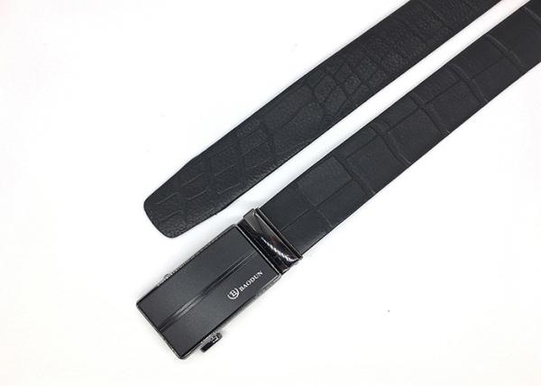 3.5cm Men Leather Ratchet Dress Belt With Automatic Click Slide Buckle