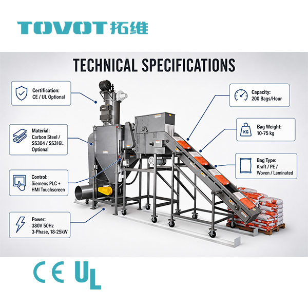 Robotic Bag Emptying Machine for Coffee Beans | SS316 Hygienic Automatic Bag Handling Solution