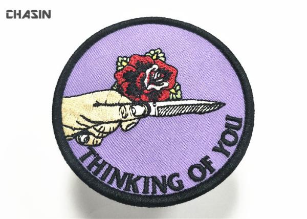 T- Shirt Twill Fabric Badges Patches 3 Tall Iron On Embroidered Patches