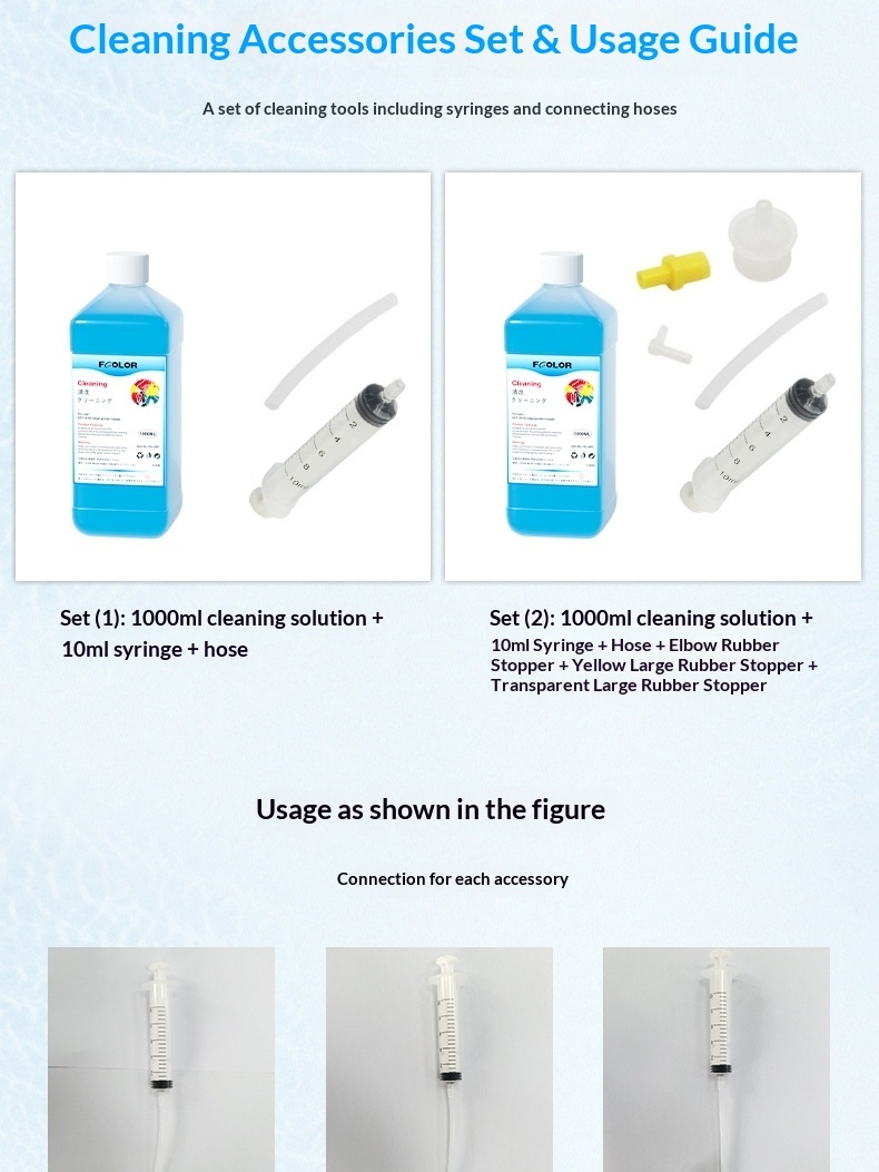 Solvent Based Heat Transfer Cleaning Solution Strong Nozzle Unclogging Moisturizing Liquid Imported Small Blue for DTF Printer