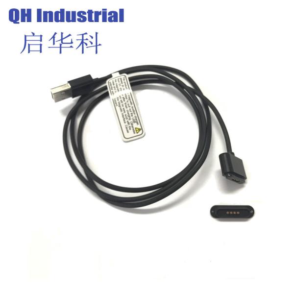 4Pin 2.0mm Pitch I Shape Waterproof Smart Homgapplication Device Magnetic Pogo Pin Charger Cable USB Connector