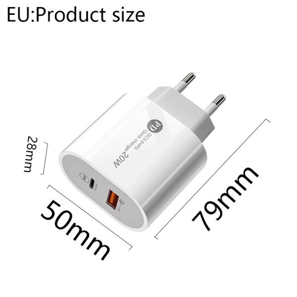 5V 3.1A 20W Macaron PD QC3.0 Quick Charger With USB Data Cable