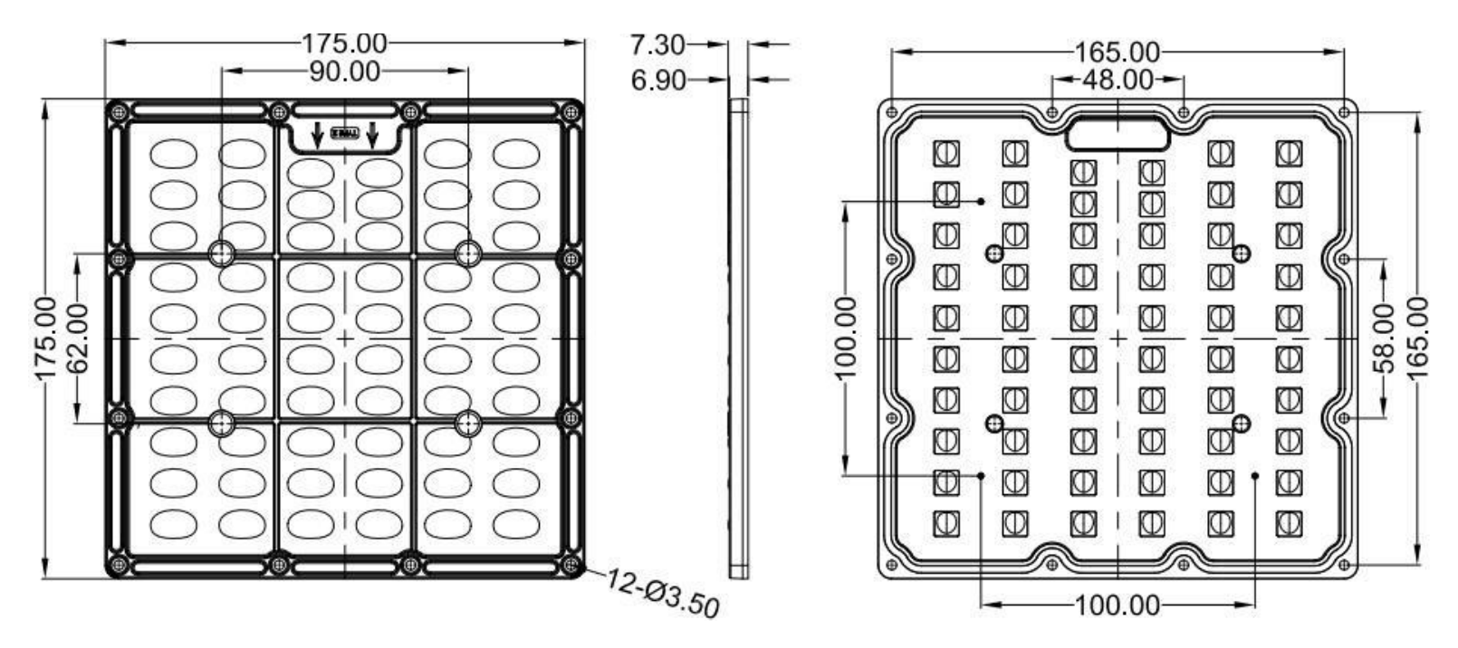 175x175mm TYPE de lentille de rangée de 5050 SMD LED - lentille 60w 120w de lumière de 2 places