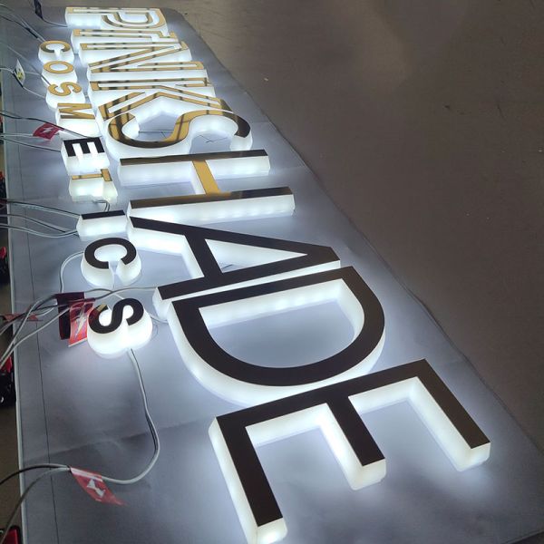 2023 Store Brand Name Cosmetics Shop Decoration Letreros Led Exterior Personalizado Cosmetic Shop Design Sign Board