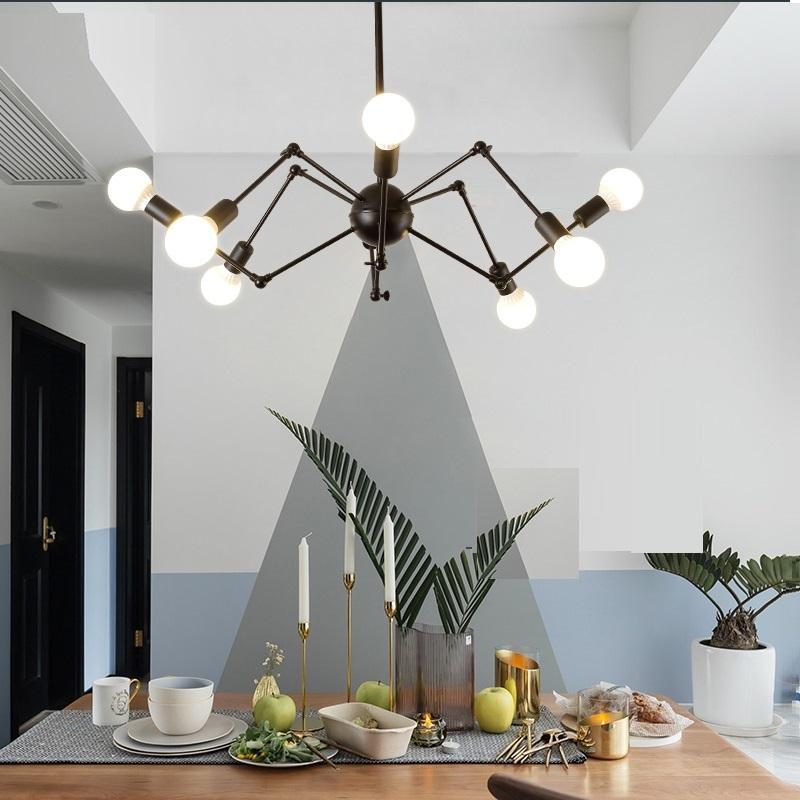 Деревенский чугунный свет приведенный промышленного паука просторной квартиры люстр потолка привесной