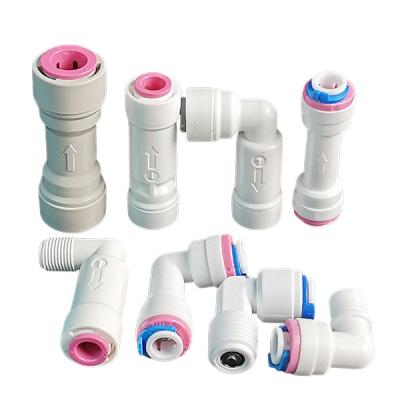 Straight Union Elbow Water Filter Connection Fittings RO One Way Flow Control Valve