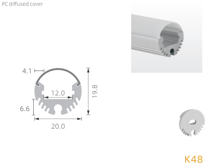 Поднимать СИД круга H19.8mm освещая алюминиевый PCB 12mm K48 профиля