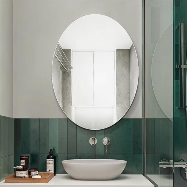Classic Elliptical Oval Frameless Wall Bathroom Mirror With Polished Pencil Edge
