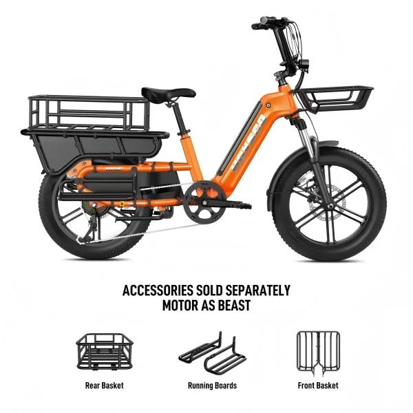 2025 Wholesale 750W  48V 15Ah Battery for Grocery Delivery  Family Transportation 20  Fat Tire Long Tail Electric Cargo Bike