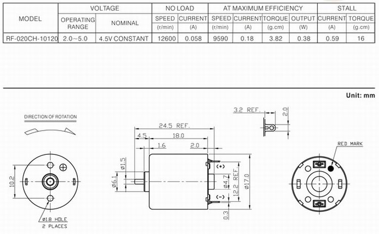 Мотор мотора ДК Микро РФ-020КХ 17мм круглым почищенный щеткой драгоценным металлом для игрушки 3В/6В/12В модели модельных воздушных судн