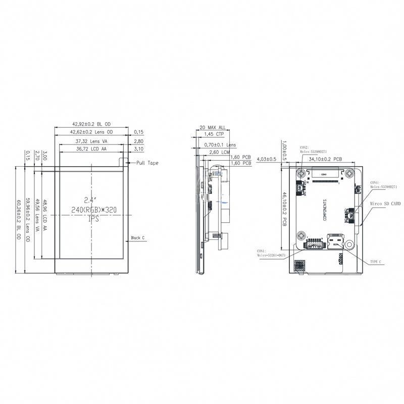 2.4-inch 240x320 Resolution RS232 Interface LCD Display Module with UART Board