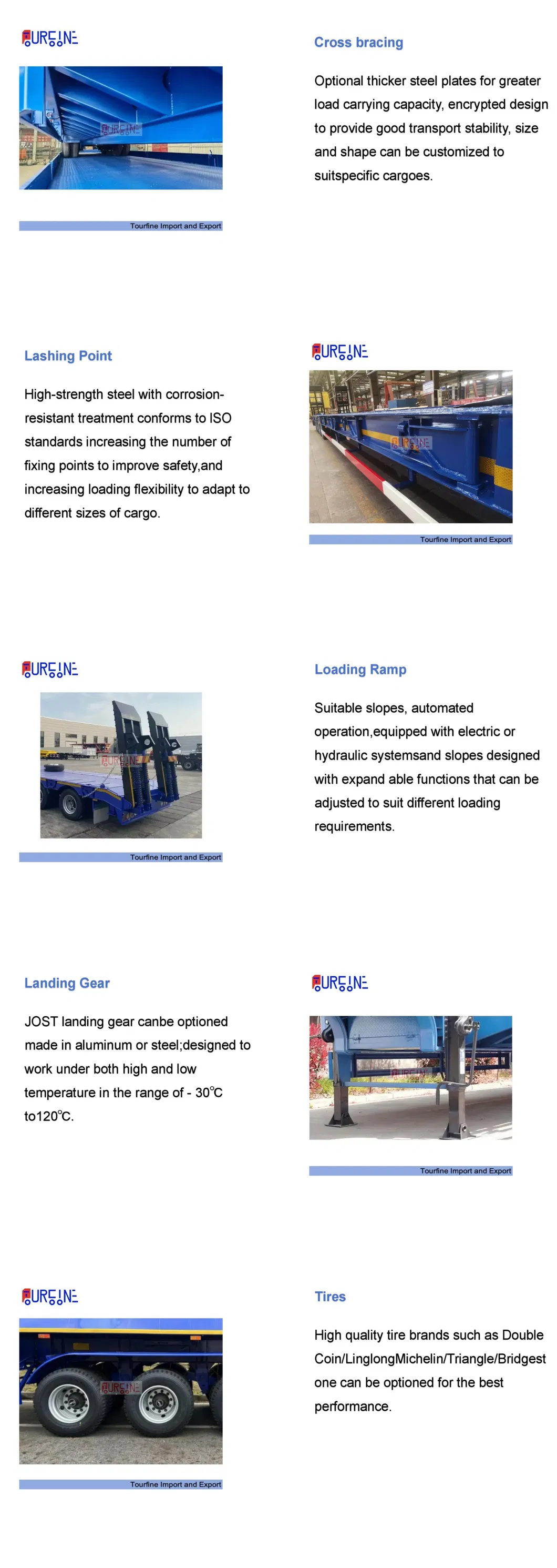 3 Axle 80 Ton Low Bed Semi Trailer Low Deck Heavy Duty Chassis For Heavy Machinery Transport