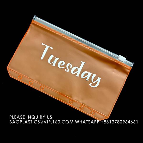 Cash Budget Envelopes For Budgeting Slider Zipper Binder Pouch Loose Leaf Bags Insert Pages Waterproof Document