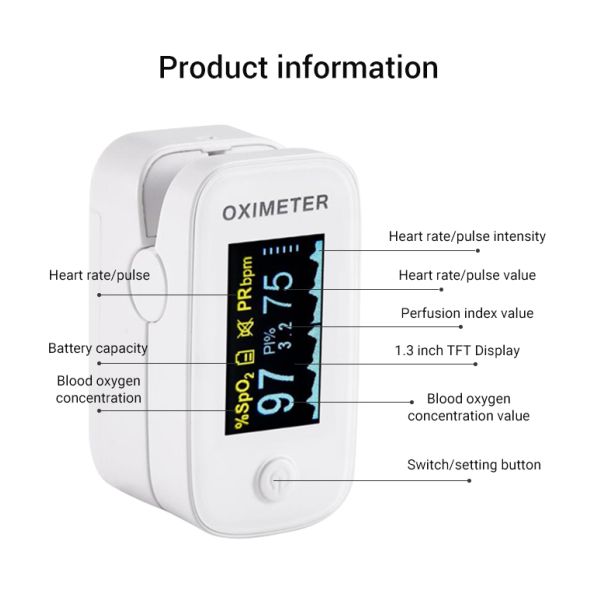 IP22 Fingertip Blood Oxygen Monitor With TFT Display