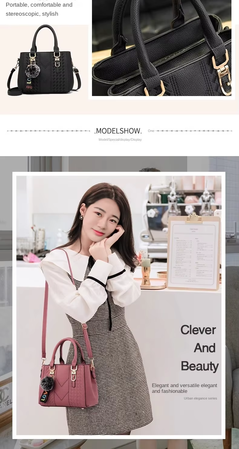 Elegant Shoulder Purse in Genuine Leather with Cartoon Pattern and Button Decoration