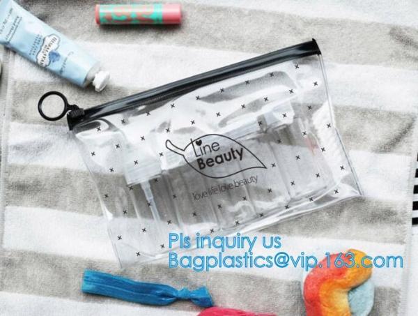 school pencil bag/printing stationery bag/zipper slider plastic pencil bag, gold Supplier custom slider pvc pouch with z