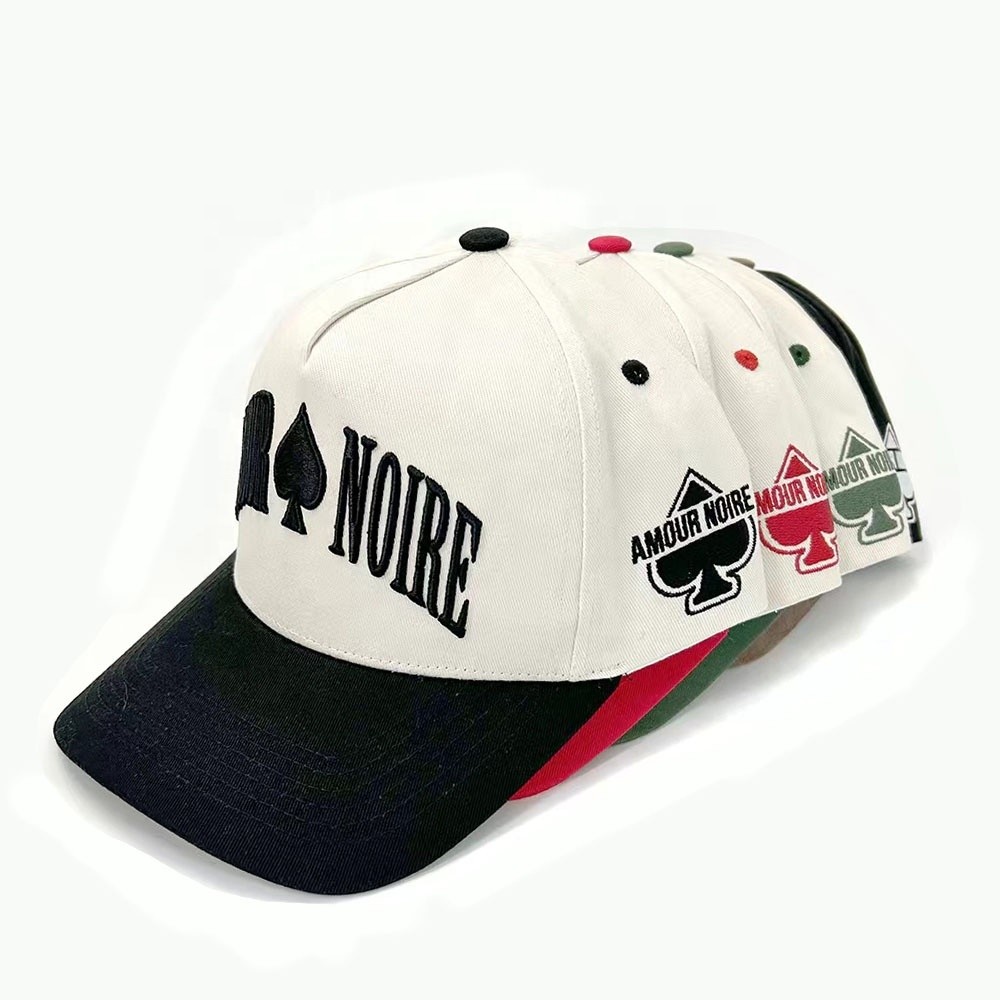 Custom Embroidery Cotton Sport Trucker Baseball Caps Two Tone 5 Panel Mid