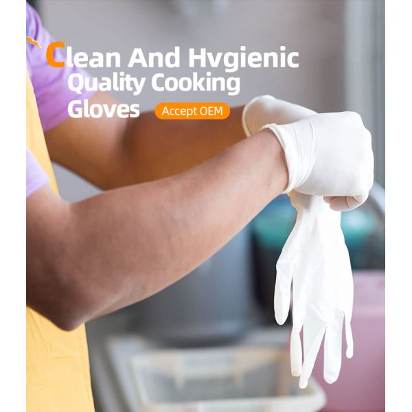 Белые устранимые перчатки латекса слегка напудрили резиновые очищая перчатки 100 ПК/коробка