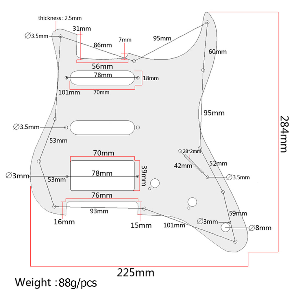 SSH 3Ply 11Hole Electric Guitar Pickguard Scratch Plate Для FD ST Электрические гитары Пикгарды для гитарных аксессуаров Части