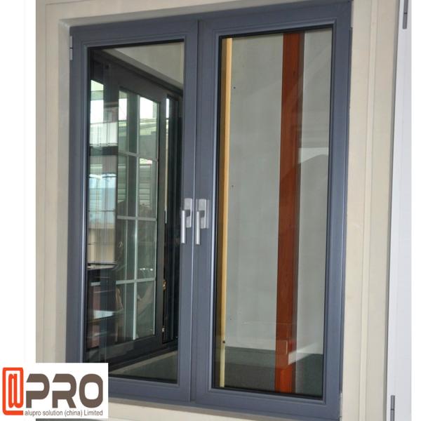 Grey Modern Aluminum Casement Windows Sound And Heat Insulation grey aluminium casement window