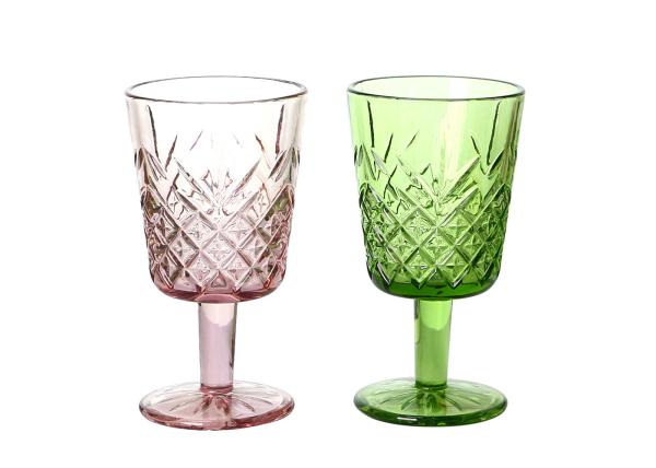 Smooth Rim 88mm Colored Crystal Wine Glasses , Lead Free 10 Ounce Wine  Goblet Glasses