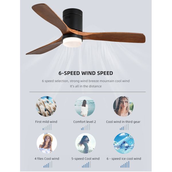 Industrial Style 65 watt Wooden Blade Ceiling Fan 90lm/w 120v ceiling fan lamp