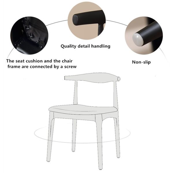 Modern PU Dining Chairs , Leather Metal Hans Wegner Dining Chair