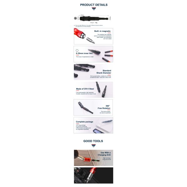 Durable 89MM, 1/4HEX Forged Chrome Vanadium Steel Holder