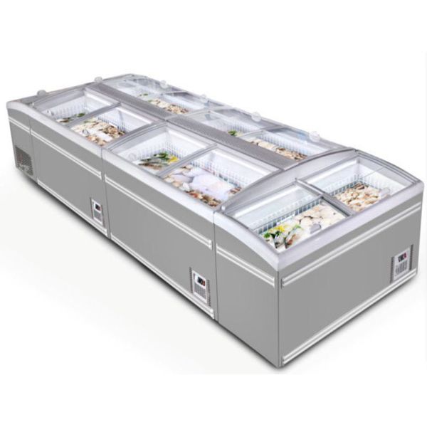 Top Open Freezer Supermarket Refrigeration Sliding Glass Door Chest Island Freezer