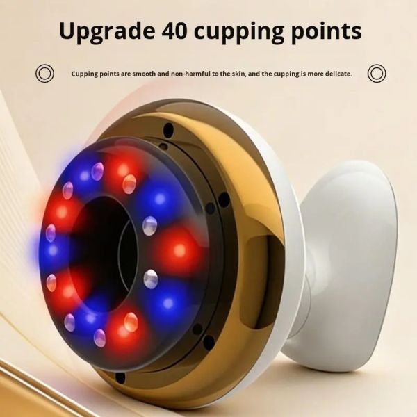 Electric Vacuum Cupping Massager with 9 Level Red & Blue Light Heating Therapy Smart Vacuum Body Sculpting Massager