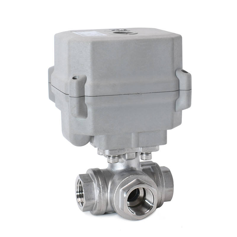 Etrany 1/2in NPT SS304 3Way L Port 2 Wires Normally Closed DC12v with Manual Override water Control Regulation