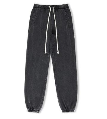 O francês Terry Sports Long Casual Pants dos homens dos fabricantes de roupa da ordem pequena com lavagem do vintage