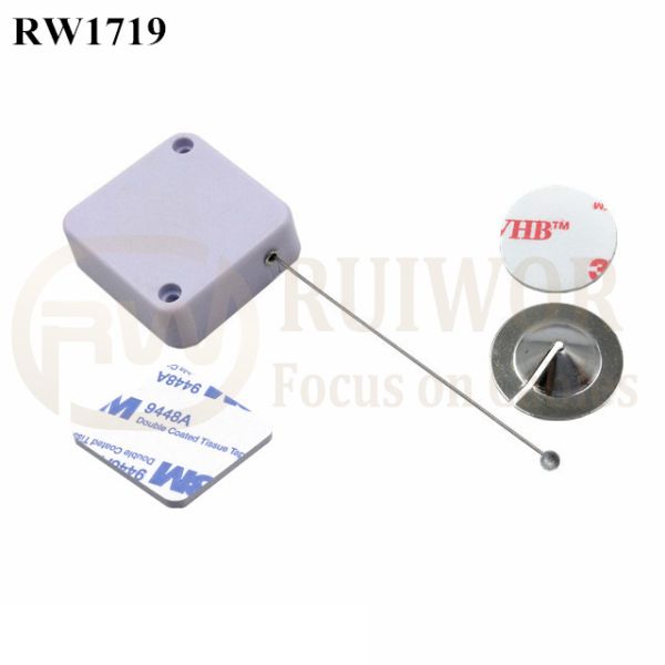 RW1719 Square Security Tether Plus Dia 22mm Circular Sticky Metal Plate