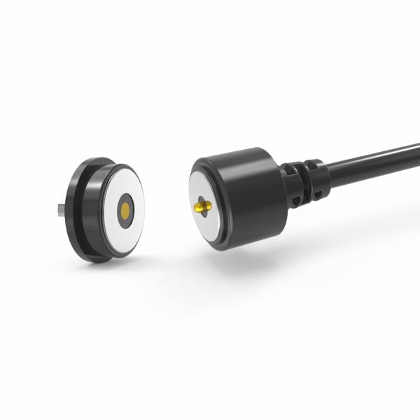 Round wmagnetic power cable connectors for guard tour patrol device