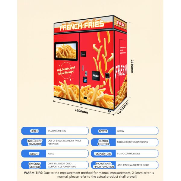 Automatic French Fries Portable Fried Snack Self Service Vending Machine