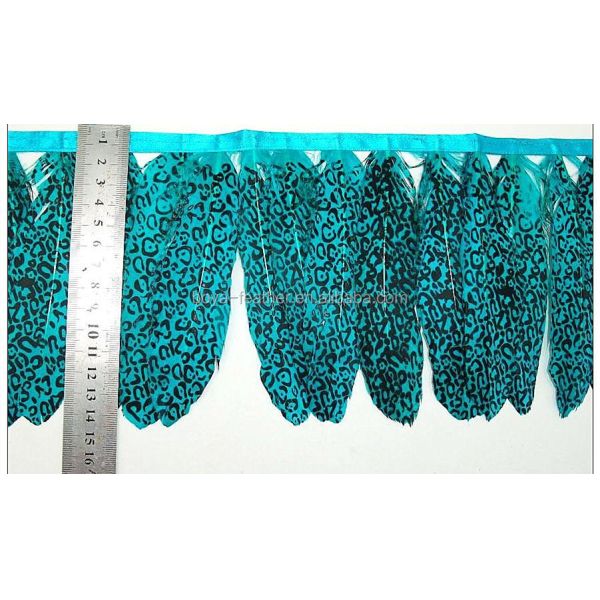 Printed Duck Goose Feather Fringe Trim With Satin Ribbon Tapes Carnival Occasion
