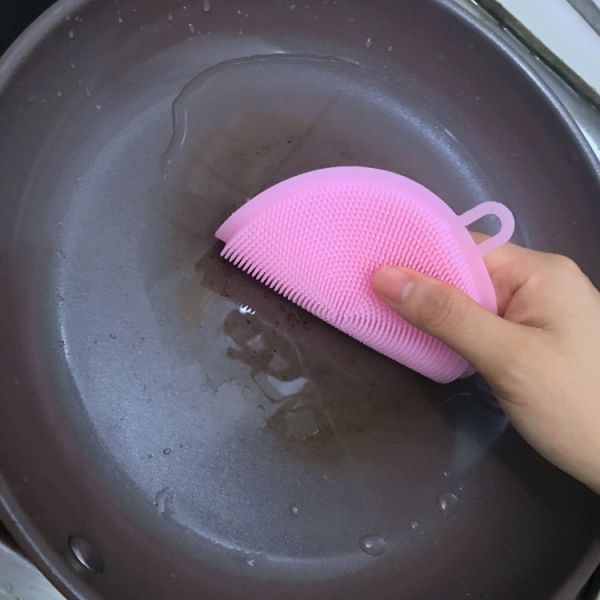 BPA-free Eco Kitchen Sink Antibacterial Brush Tool Silicone Scrubber Purple Dish Washing Sponge for Washing Dish in Multicolour