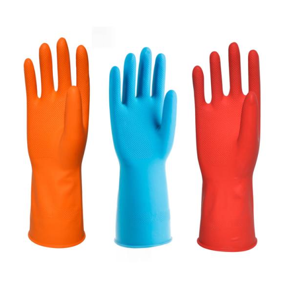 Strong Dip Flocklined Household Cleaning Gloves Puncture Resistant Xl Latex Gloves