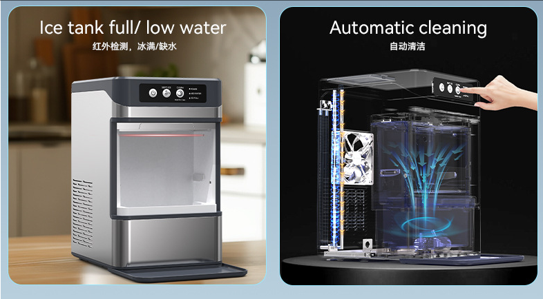 BLG Commercial Electric Ice Maker Machine 17KG Daily Chewing Ice 33lbs Cube Storage Capacity Nugget Ice for Restaurant Home Use
