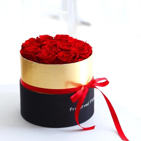 Long Lasting Preserved Roses Gift Eternal Rose In Round Flower Box That Last A Year