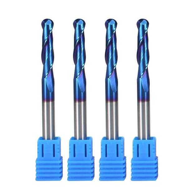 1/4*2-1/2  HRC65 2 Flute  Nano Blue Coating  CNC Router Bit Sets Solid Carbide Endmill for Wood Carving Bit Set