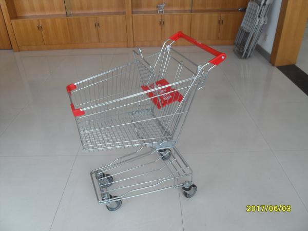 Normal Wire Shopping Trolley with 4 swivel 4 inch PU wheels for  Supermarket