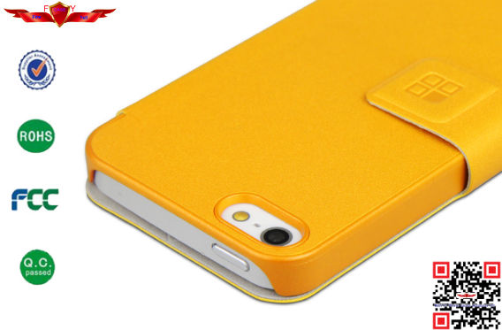 Hot Selling 100% Qualify Colorful PU Wallet Leather Cover Case For Iphone 5 5S Durable