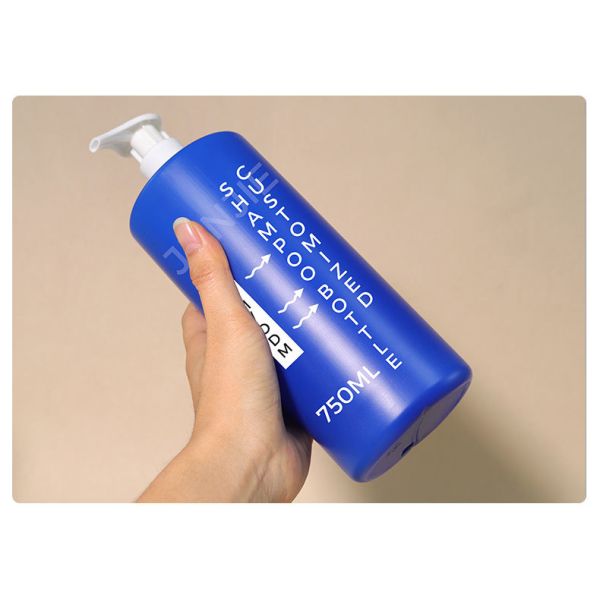 Custom Flat Shoulders 32oz Empty Blue HDPE 1L Shampoo Hair Care Plastic Bottle Butter Plastic Jar 400G for Cosmetic Shampoo